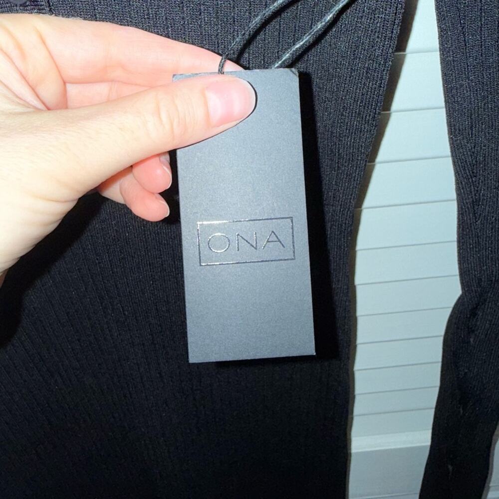 NWT NEW ONA by Yoon Chung Black Ribbed Bodycon Long Sleeve Knit Dress - Picture 5 of 9